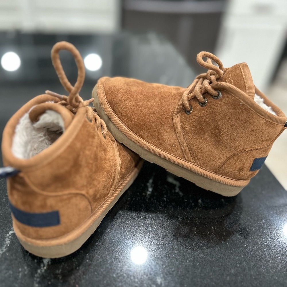 Nautica Tan and Navy Baby Booties
